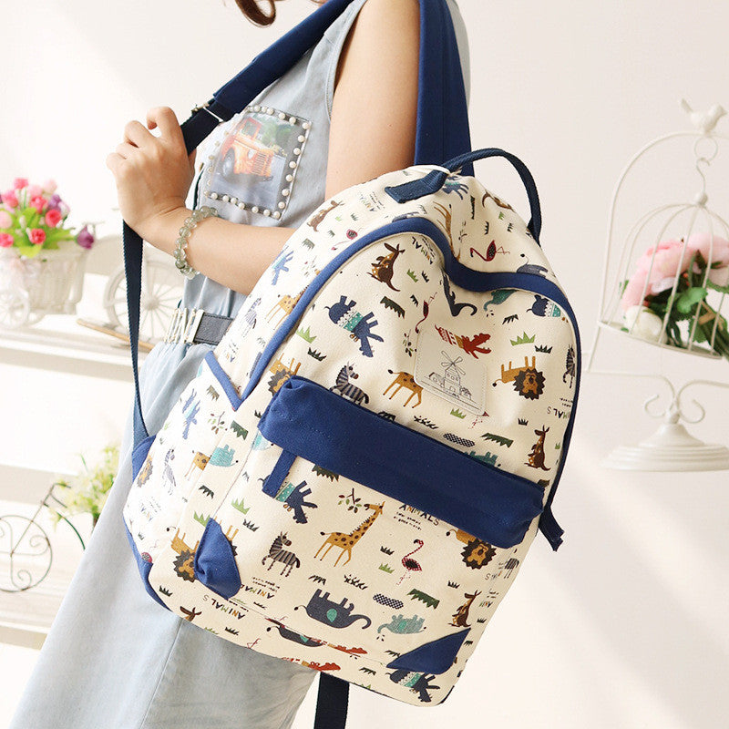 Cute Animal Print Female Travel Leisure Fresh School Backpack - Oh Yours Fashion - 1