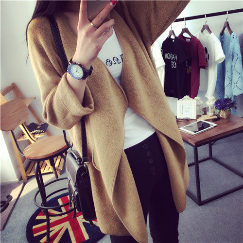 Korean Knit V-neck Cardigan Loose Solid Color Sweater - Oh Yours Fashion - 1