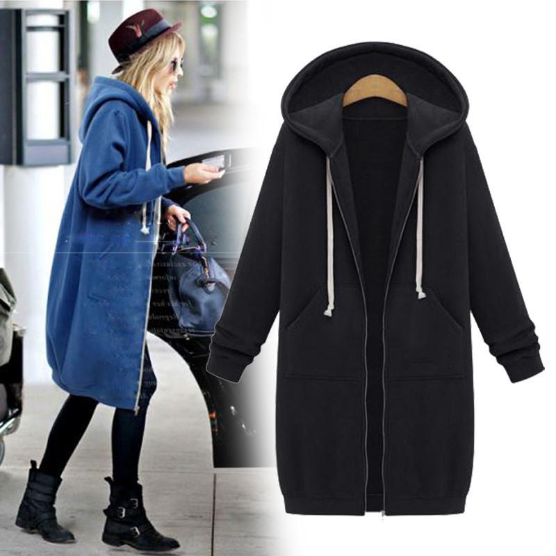 Hooded Long Sleeves Mid-length Zipper String Coat - OhYoursFashion - 3