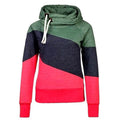 Color Block Patchwork High Neck Sport Hoodie - O Yours Fashion - 3