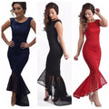 Pure Color O-neck Irregular Sleeveless Long Dress - Oh Yours Fashion - 3