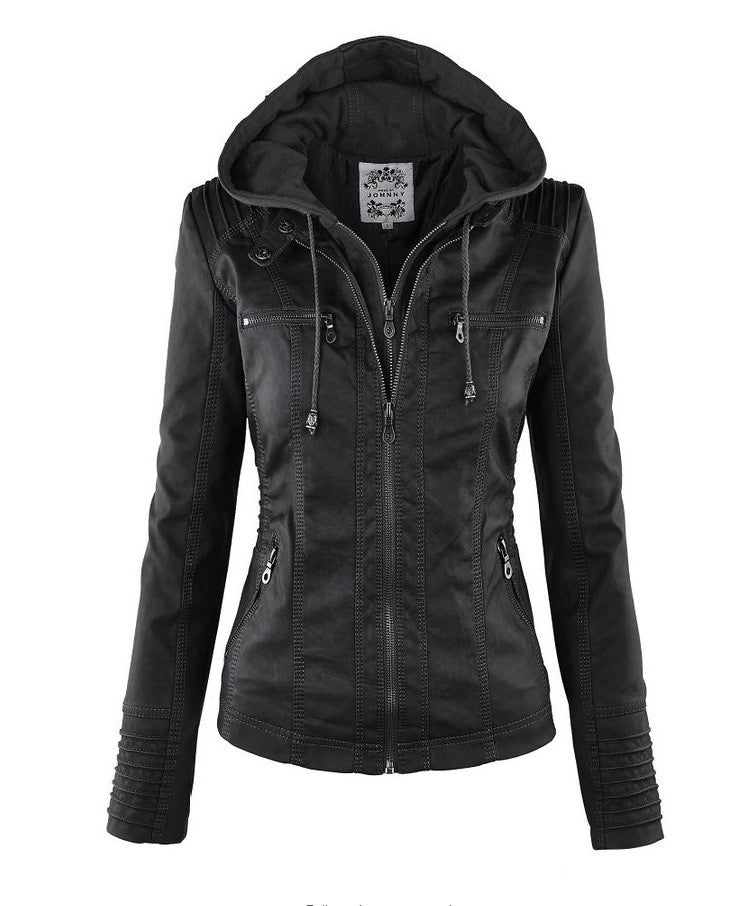 Removable Collar Zipper Womens Jacket Hoodie - O Yours Fashion - 3