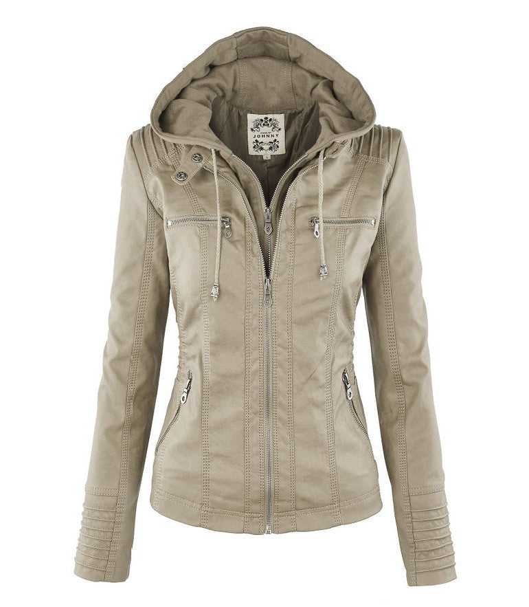 Removable Collar Zipper Womens Jacket Hoodie - O Yours Fashion - 4