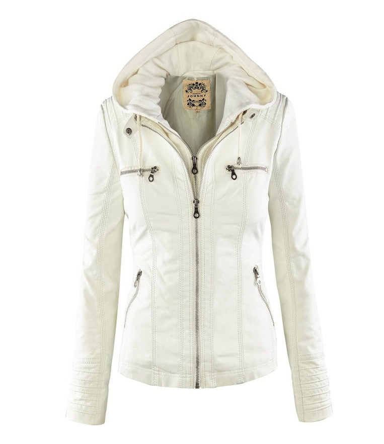 Removable Collar Zipper Womens Jacket Hoodie - O Yours Fashion - 5