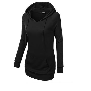 Solid Color Hooded Long Sleeve Pullover Slim Hoodie - Oh Yours Fashion - 1
