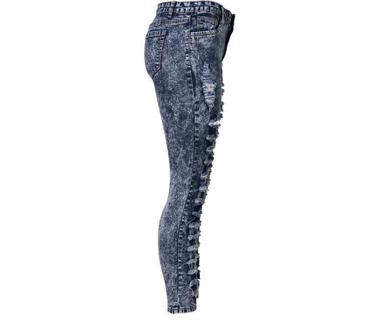 Straight Snow White Ripped Holes High Waist Skinny Plus Size Jeans - OhYoursFashion - 5