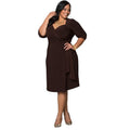 Plus Size Pure Color Pleated Wrap Knee-length Dress - Oh Yours Fashion - 6