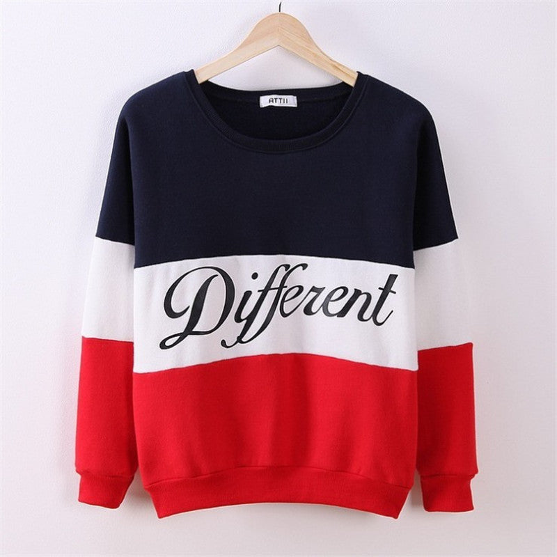 Contrast Color Letter Splicing Print Pullover Scoop Sweatshirt - Oh Yours Fashion - 2