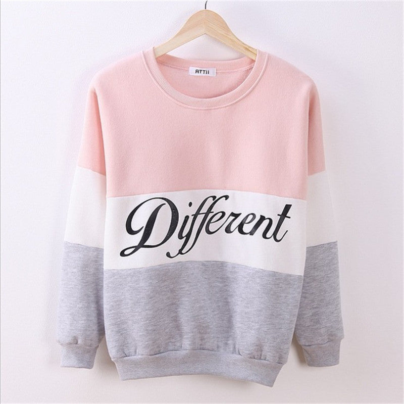 Contrast Color Letter Splicing Print Pullover Scoop Sweatshirt - Oh Yours Fashion - 4