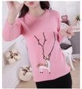 Scoop Ribbed Knit Cartoon Pattern Loose Pullover Short Sweater - Oh Yours Fashion - 4