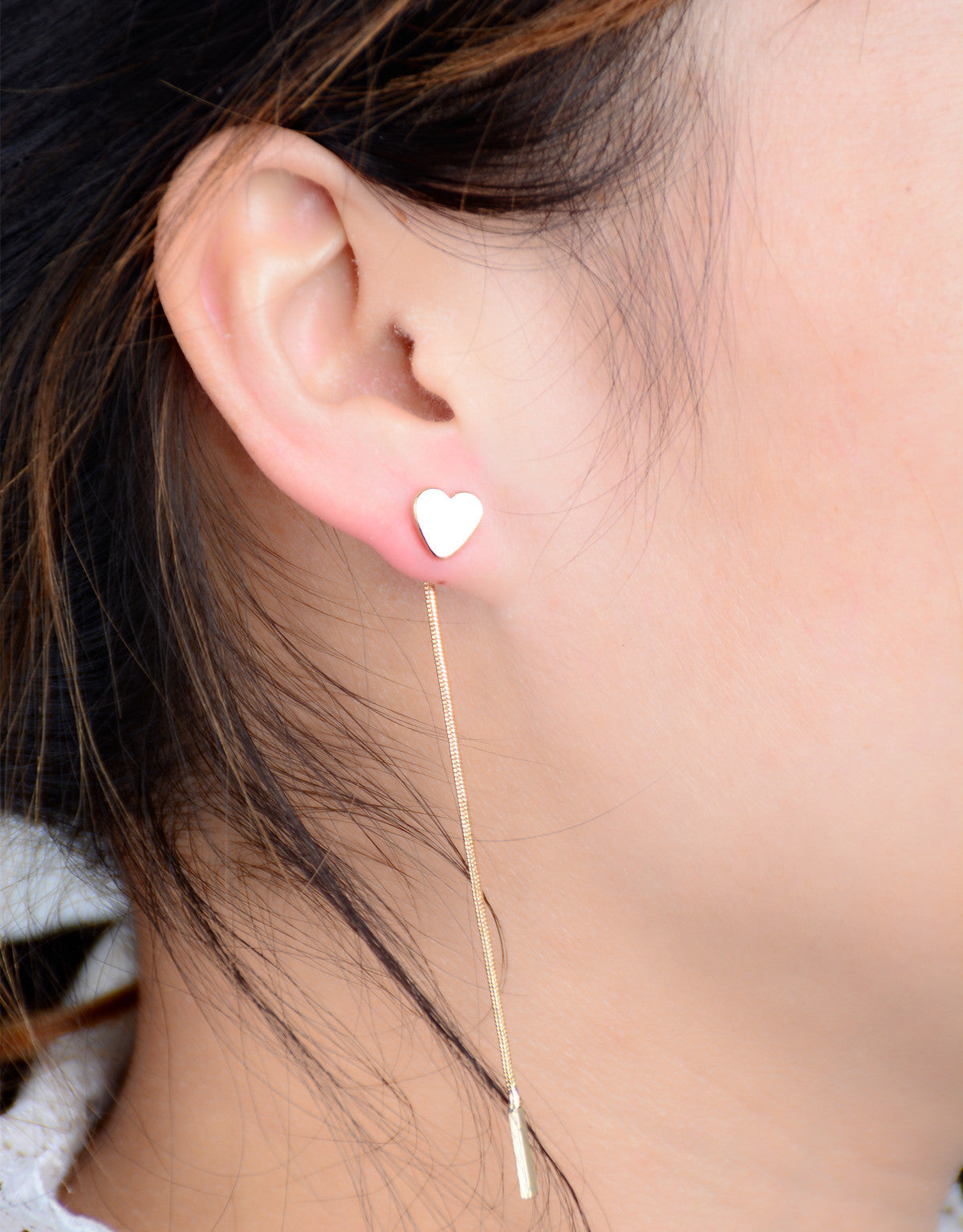 Heart-Shaped Chain Tassel Earrings - Oh Yours Fashion - 5
