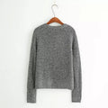 Pure Color Pullover Knit Scoop Color Mixing Sweater - Oh Yours Fashion - 8