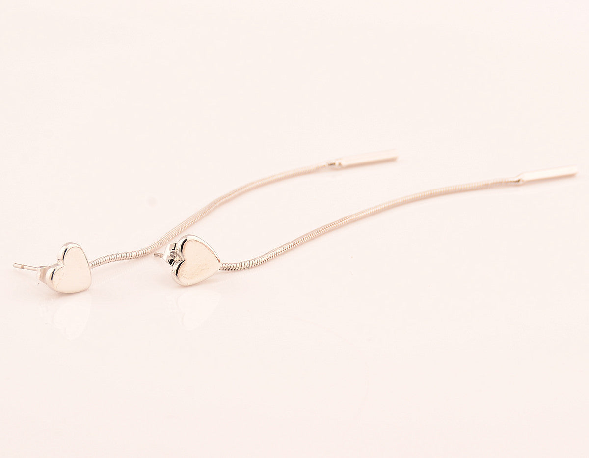 Heart-Shaped Chain Tassel Earrings - Oh Yours Fashion - 4