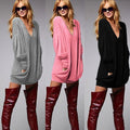 Deep V-neck Fashion Casual Long Sleeves Bodycon Sweater - OhYoursFashion - 1
