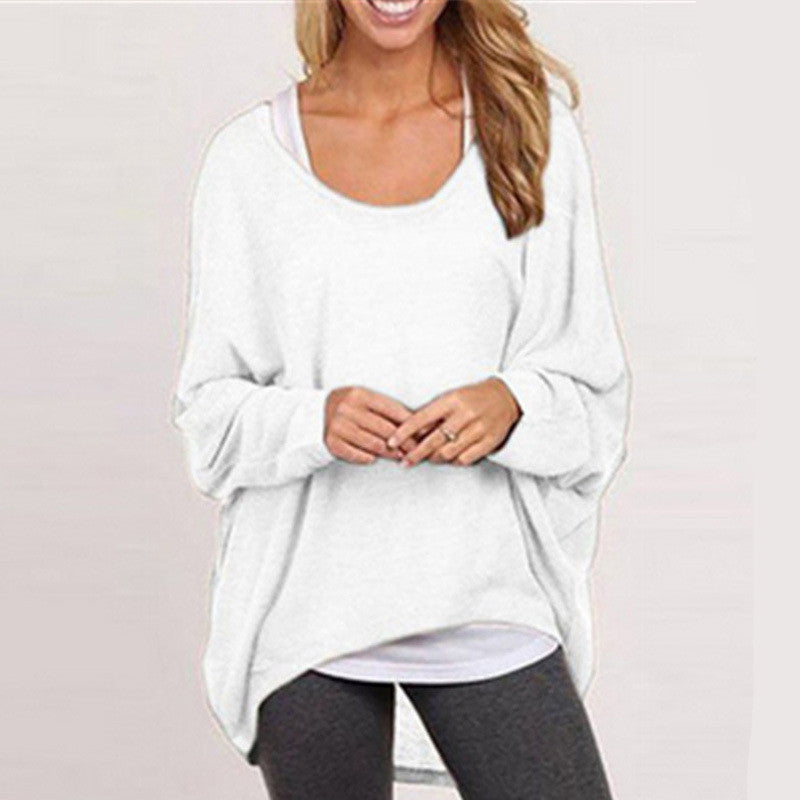 Loose Long Sleeves Irregular Pullover Sweater Top - OhYoursFashion - 4