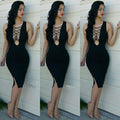 Sexy Strips across the Bust Bodycon Split Dress - Oh Yours Fashion - 3
