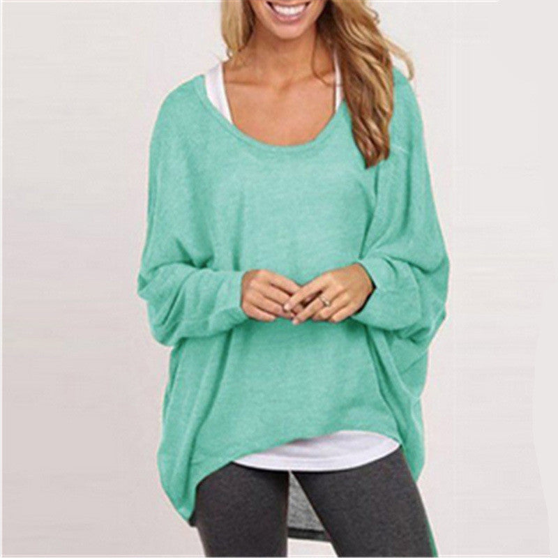 Loose Long Sleeves Irregular Pullover Sweater Top - OhYoursFashion - 7