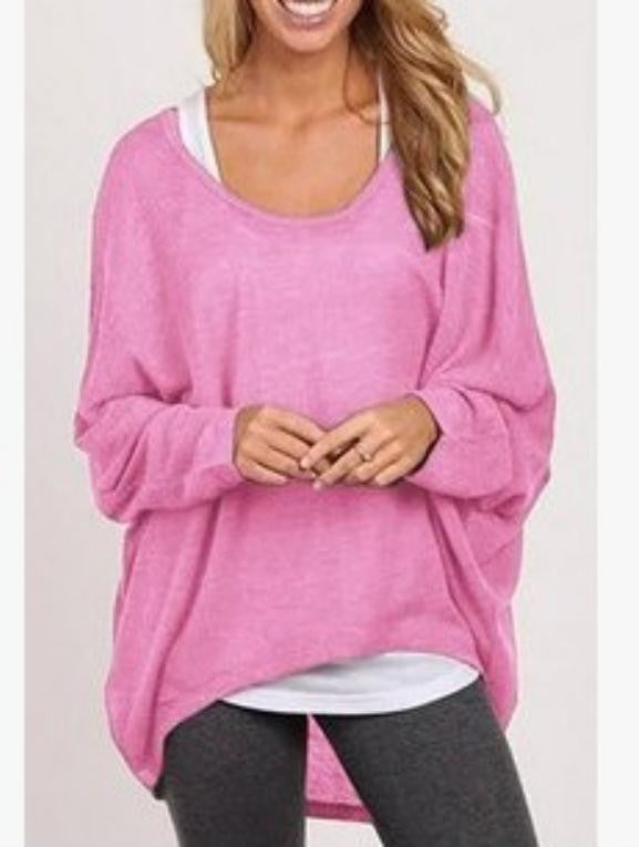 Loose Long Sleeves Irregular Pullover Sweater Top - OhYoursFashion - 11
