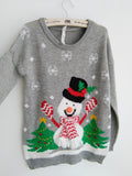 Fashion Christmas Tree Snowman Round Collar Knit Sweater - Oh Yours Fashion - 5