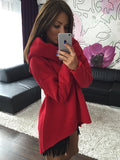 Asymmetric Shawl Collar Pure Color Pullover Sweater - Oh Yours Fashion - 6
