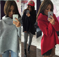 Asymmetric Shawl Collar Pure Color Pullover Sweater - Oh Yours Fashion - 1