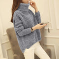 High Neck Knitting Irregular Hem Sweater - Oh Yours Fashion - 2