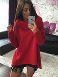 Asymmetric Shawl Collar Pure Color Pullover Sweater - Oh Yours Fashion - 2