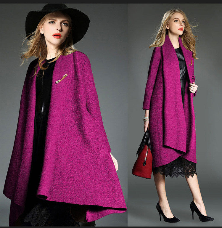 Drape Loose Asymmetric Solid Long Coat - Oh Yours Fashion - 7