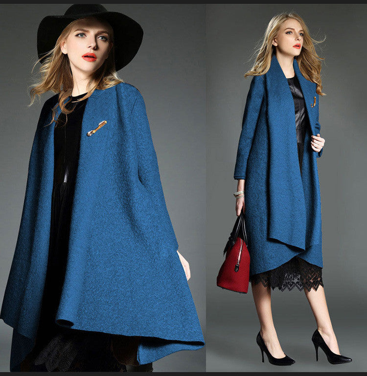 Drape Loose Asymmetric Solid Long Coat - Oh Yours Fashion - 1