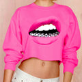 Casual 3D Mouse Tooth Print Long Sleeves Crop Top - Oh Yours Fashion - 1