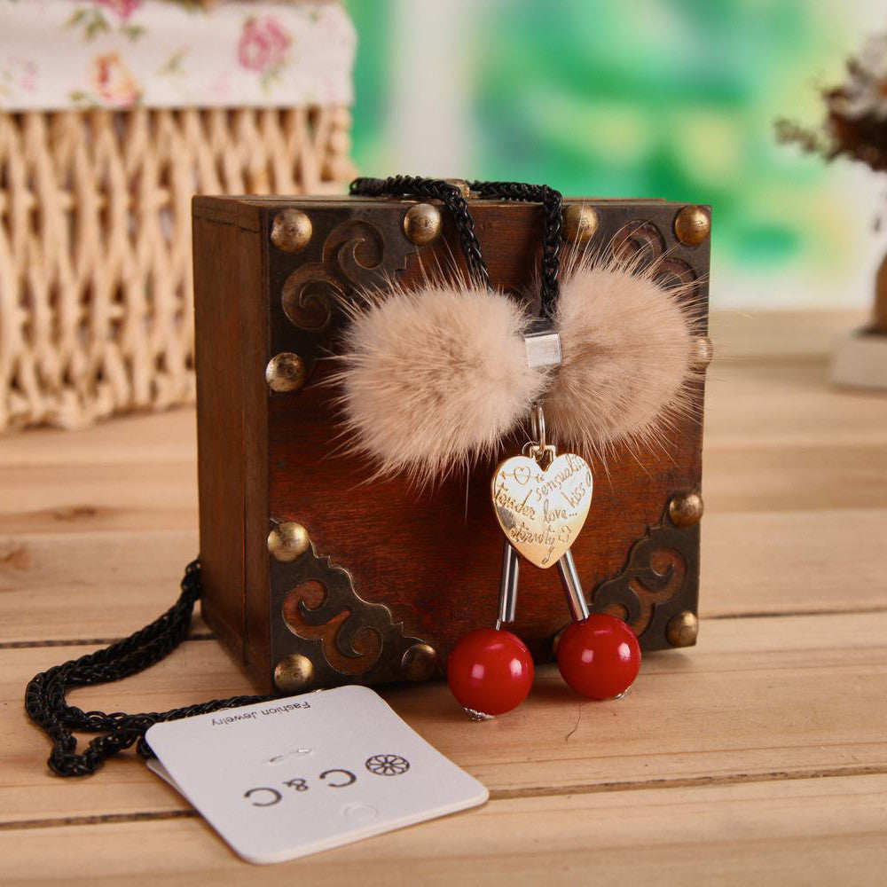 Luxurious Mink Fur Lovely Cherry Bow Long Clothing Chain - Oh Yours Fashion - 1