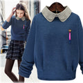 Plus Size Doll Collar Long Sleeve Knit Joker Loose Sweater - Oh Yours Fashion - 1