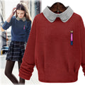 Plus Size Doll Collar Long Sleeve Knit Joker Loose Sweater - Oh Yours Fashion - 4
