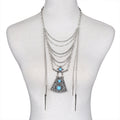 Turquoise Tassel Long Paragraph Layered Clothing Chain - Oh Yours Fashion - 4