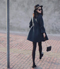 Scoop Bowknot Long Sleeves Slim Casual Woolen Coat - OhYoursFashion - 5