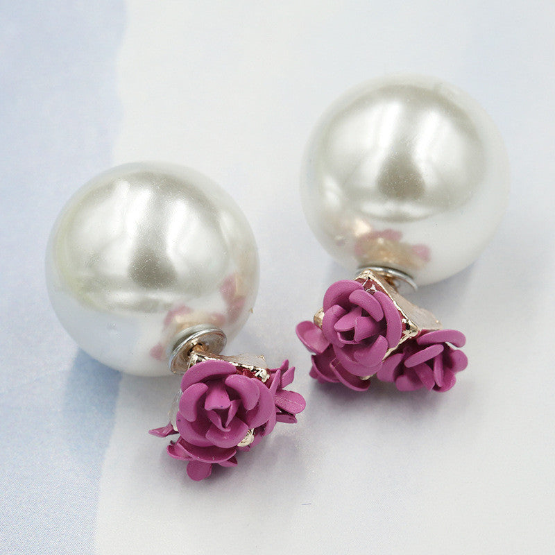 Sweet Roses Flowers Diamond Stud Earrings - Oh Yours Fashion - 1