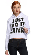 Letter Print Splicing Pullover Hooded Short Hoodie - Oh Yours Fashion - 2