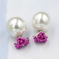 Sweet Roses Flowers Diamond Stud Earrings - Oh Yours Fashion - 4