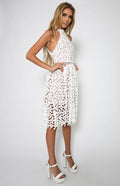 Sexy White Patchwork Lace Sleeveless Dress - Oh Yours Fashion - 5
