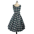 Sleeveless Bow Knot Scoop Mid-Calf Vintage Plaid Dress - OhYoursFashion - 4