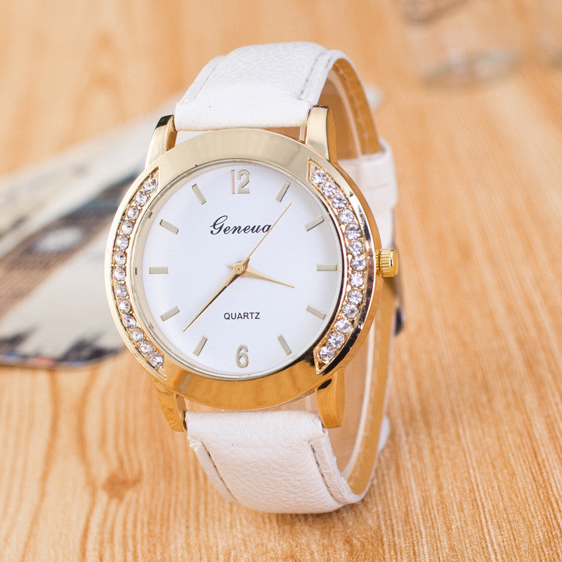 Classic Crystal Leather Watch - Oh Yours Fashion - 1