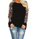 Scoop Long Sleeves Leopard Grain Loose Patchwork Blouse - Oh Yours Fashion - 5