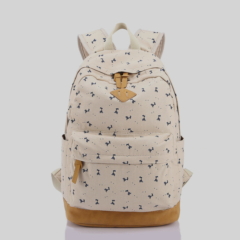 Giraffe Print Simple Fashion Canvas School Backpack - Oh Yours Fashion - 5