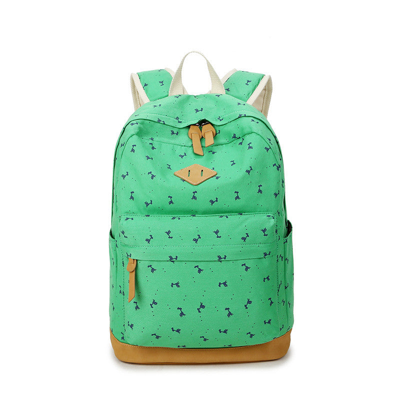 Giraffe Print Simple Fashion Canvas School Backpack - Oh Yours Fashion - 1