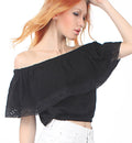 Strapless Pure Color Chiffon Crop Fly-away Top - Oh Yours Fashion - 7