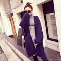 Batwing Cable Dropped Shoulder Long Split Solid Sweater - Oh Yours Fashion - 4