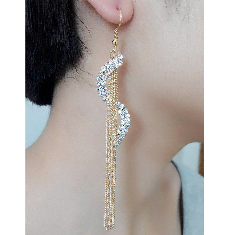 Exaggerated Crystal Tassels Party Earrings - Oh Yours Fashion - 21