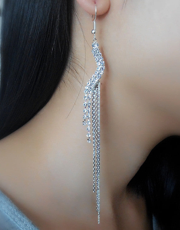 Exaggerated Crystal Tassels Party Earrings - Oh Yours Fashion - 20