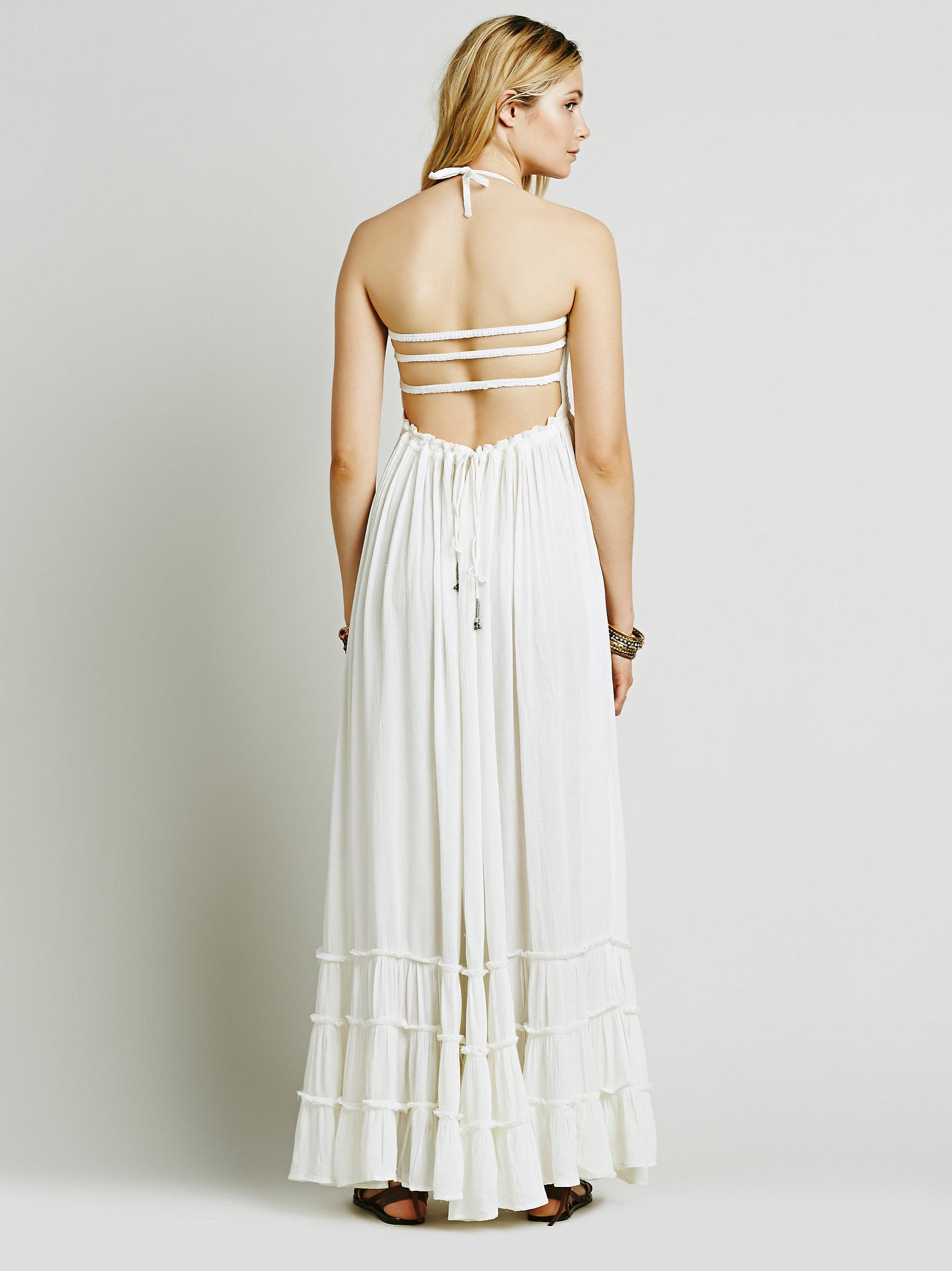 Backless Spaghetti Strap Sleeveless Long Beach Dress - Oh Yours Fashion - 8