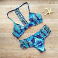 Flower Print Cross Wrap Strappy Bikini Set Swimwear - OhYoursFashion - 6